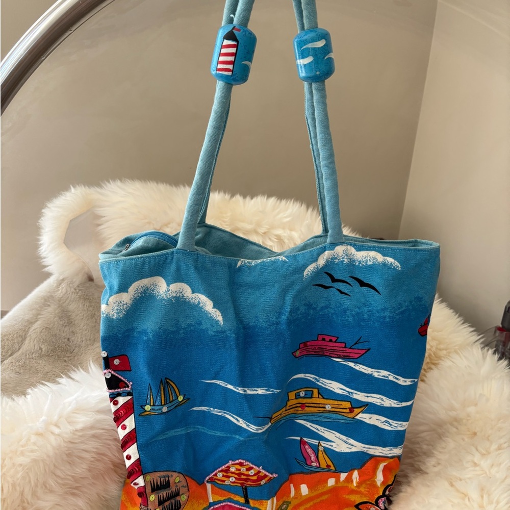 Colorful Beach Scene Tote Bag
